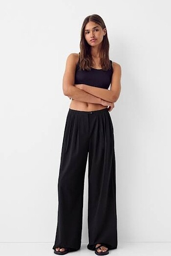 Bershka pilili özel dikim wide leg
