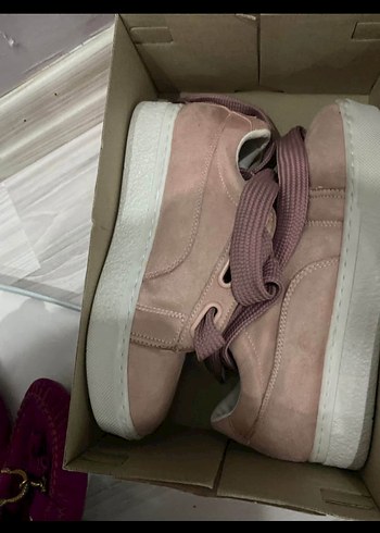 Pembe Süet Kadın Dolgu Topuk Spor Ayakkabı