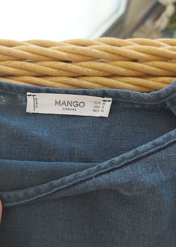 Mango Kadın Mavi Keten Mini Tulum