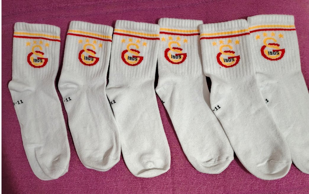 Galatasaray Nakışlı Beyaz Kısa Erkek Çorapları - Görsel 2