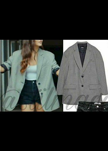 Ekose Düğmeli Zara Kadın Blazer