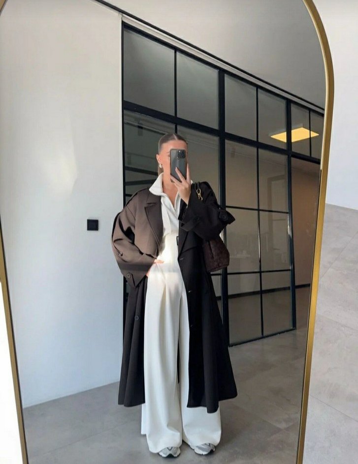 Acı kahve Uzun Kadın Trençkot - Görsel 3