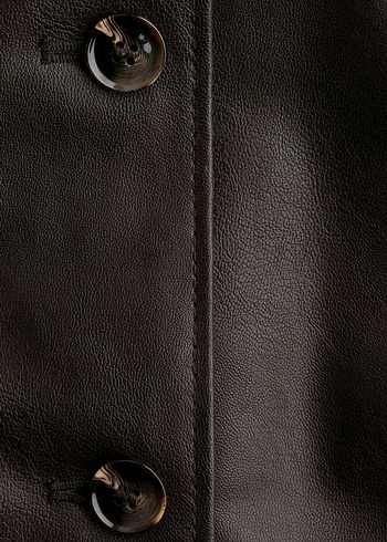 H&M Kahverengi Deri Kadın Ceket - Görsel 2