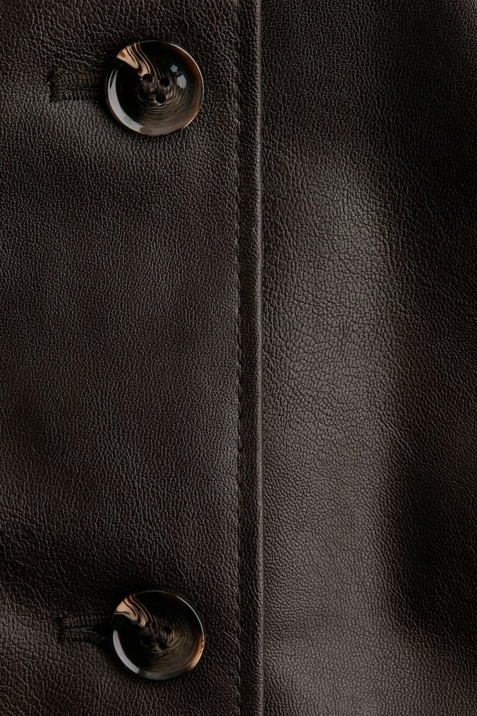 H&M Kahverengi Deri Kadın Ceket - Görsel 2