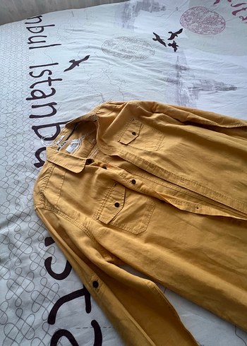 Mavi den hardal renk erkek gömlek - Görsel 3