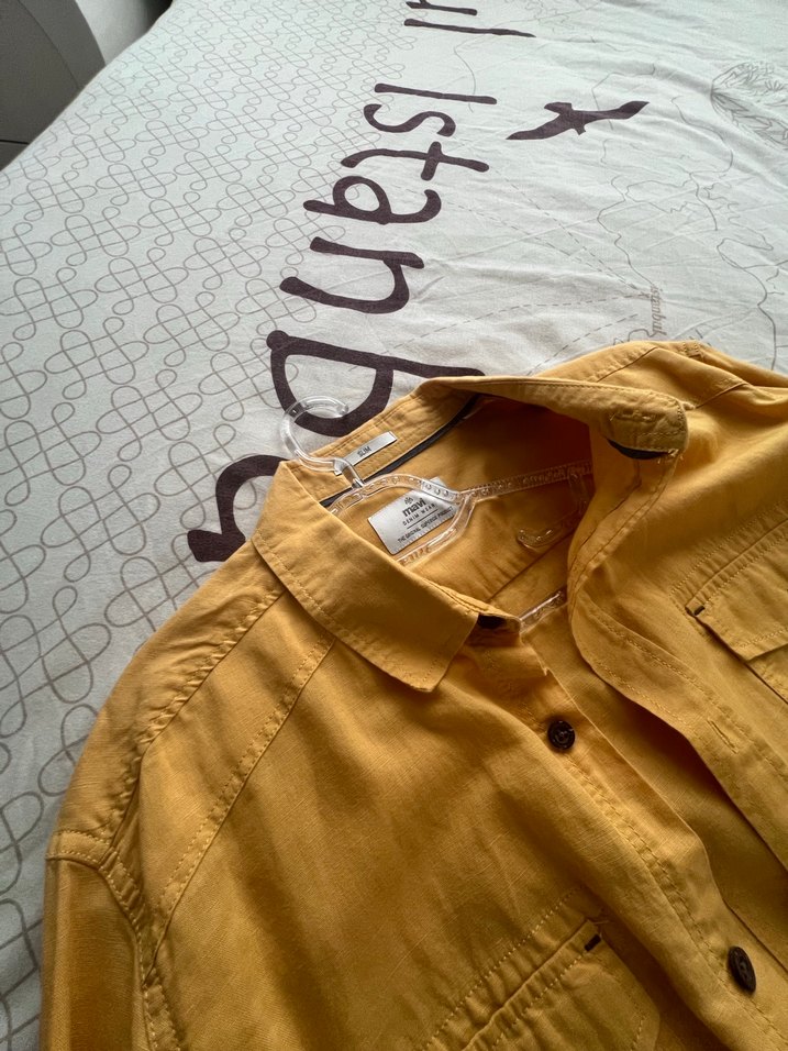 Mavi den hardal renk erkek gömlek - Görsel 2