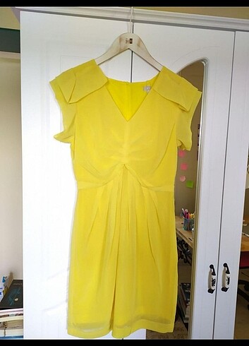 m Beden sarı Renk Twist sarı elbise