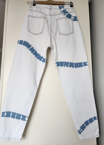 Defacto Beyaz Bağlama Desenli Denim Kadın Jean