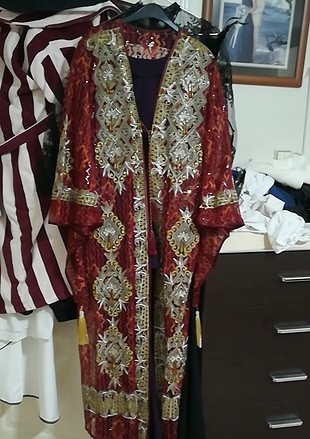 abiye güpür abaya taş ve kol İspanyol detaylı bordo ve gold