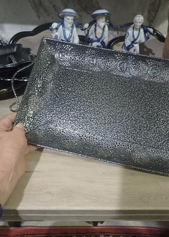 Gri Metal Tepsi Kulplu Mutfak Aksesuarı - Görsel 2