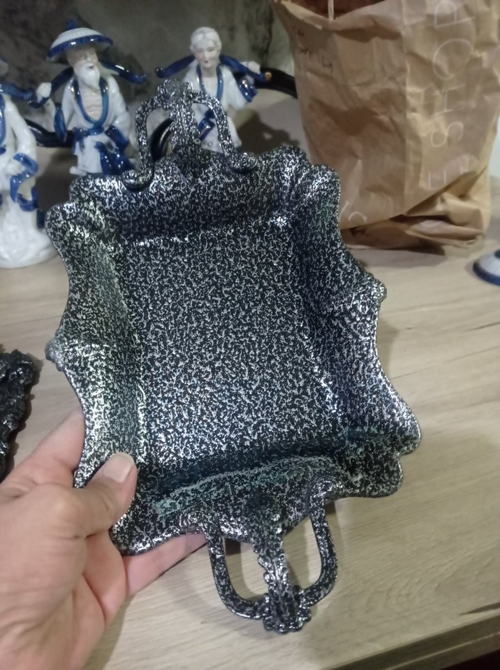 Siyah Metal Kulplu Dekoratif Tepsi Seti - Görsel 3