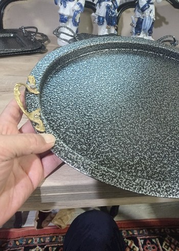 Parlak eskitme  Yuvarlak Tepsi - Görsel 2