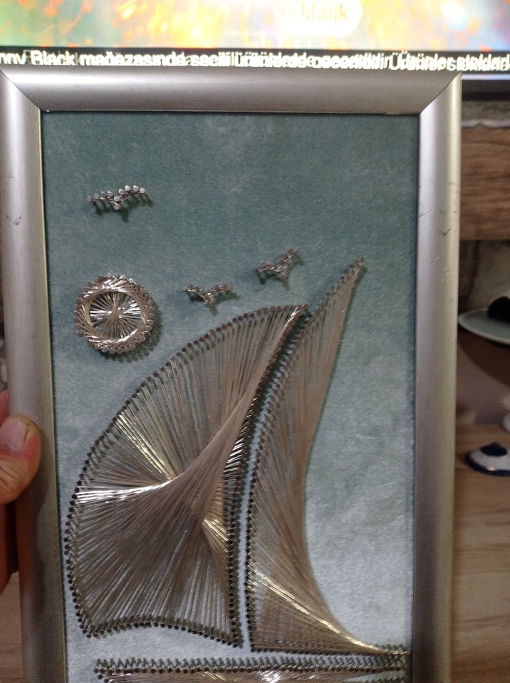 Mavi Çerçeveli Parlak Yelkenli Tablo - Görsel 3