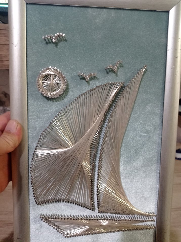 Mavi Çerçeveli Parlak Yelkenli Tablo - Görsel 2