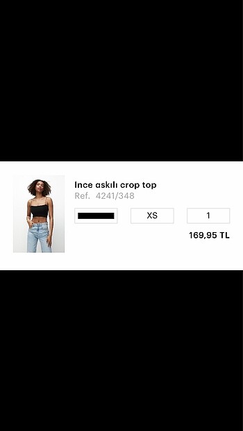 s Beden siyah Renk pull and bear crop