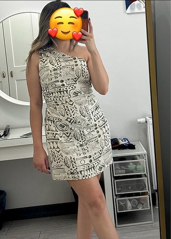 Baskılı Straplez Mini Bohem Elbise