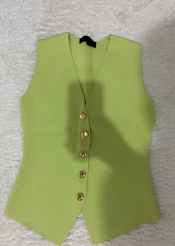Zara Düğmeli Yeşil Kadın Yelek