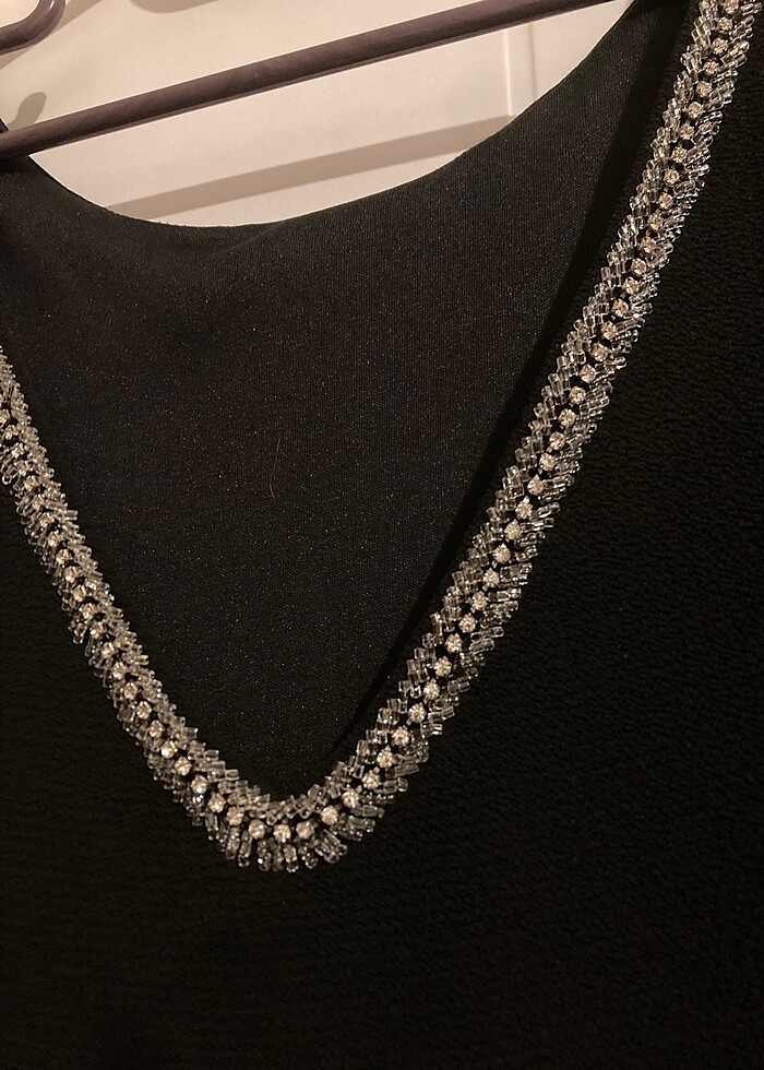 Siyah Taş Detaylı Elbise - Görsel 3