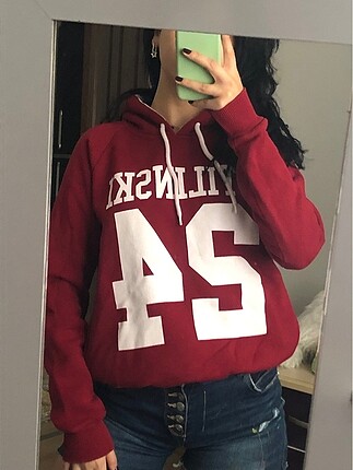 s Beden Teen wolf stilinski 24 numara kırmızı sweatshirt