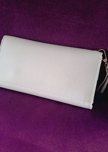 Beyaz Deri Fermuarlı Kadın Cüzdanı - Görsel 2