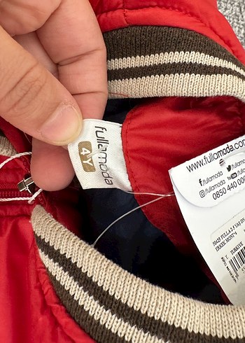 Kırmızı Erkek Çocuk Fermuarlı Street Wear Mont - Görsel 2