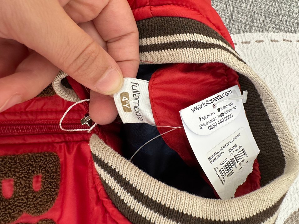 Kırmızı Erkek Çocuk Fermuarlı Street Wear Mont - Görsel 2