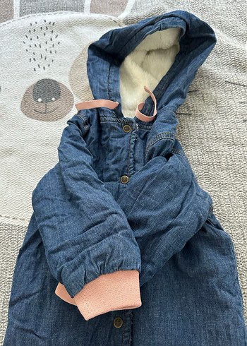 Düğmeli Mavi Bebek Kış Tulumu - Görsel 2