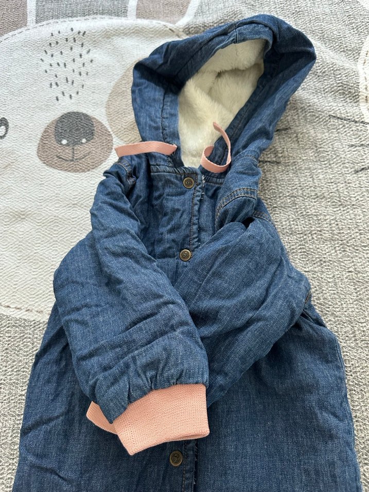 Düğmeli Mavi Bebek Kış Tulumu - Görsel 2