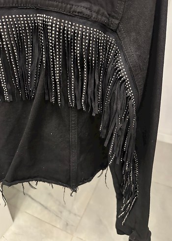 38 Beden Püsküllü crop kot ceket