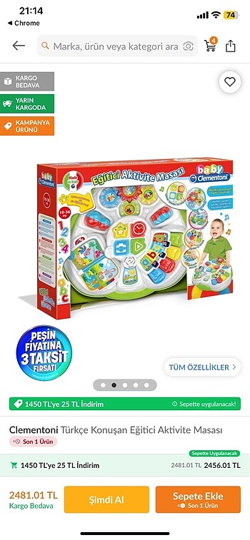 Çocuk aktivite müzikli masa