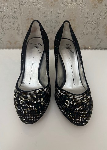 Siyah Parlak Yılan Desenli Stiletto Topuklu Ayakkabı - Görsel 2