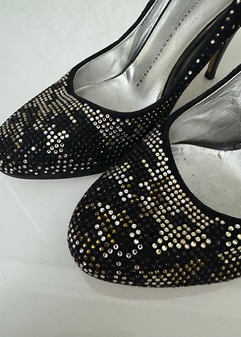 Siyah Parlak Yılan Desenli Stiletto Topuklu Ayakkabı - Görsel 4