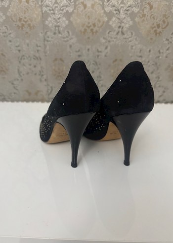 Siyah Parlak Yılan Desenli Stiletto Topuklu Ayakkabı - Görsel 3