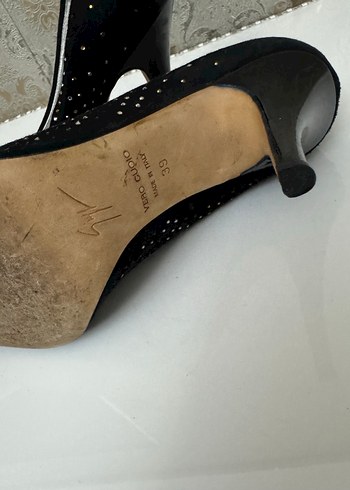 Siyah Parlak Yılan Desenli Stiletto Topuklu Ayakkabı - Görsel 5