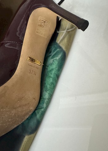 Bordo Rugan Leopar Desenli Stiletto - Görsel 6