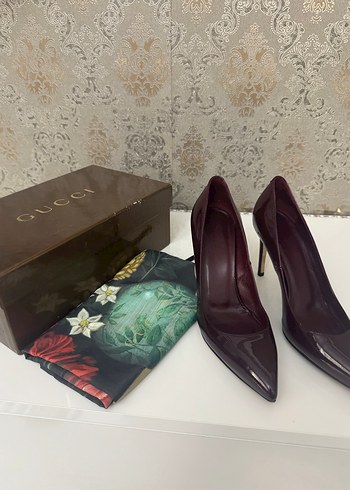 Bordo Rugan Leopar Desenli Stiletto - Görsel 4