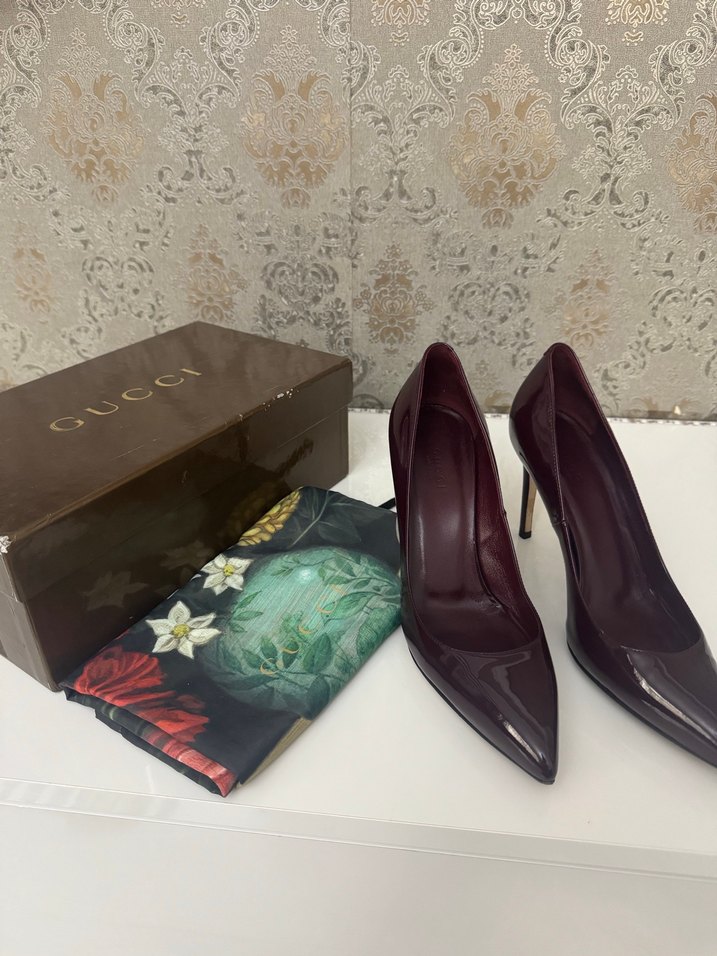 Bordo Rugan Leopar Desenli Stiletto - Görsel 4