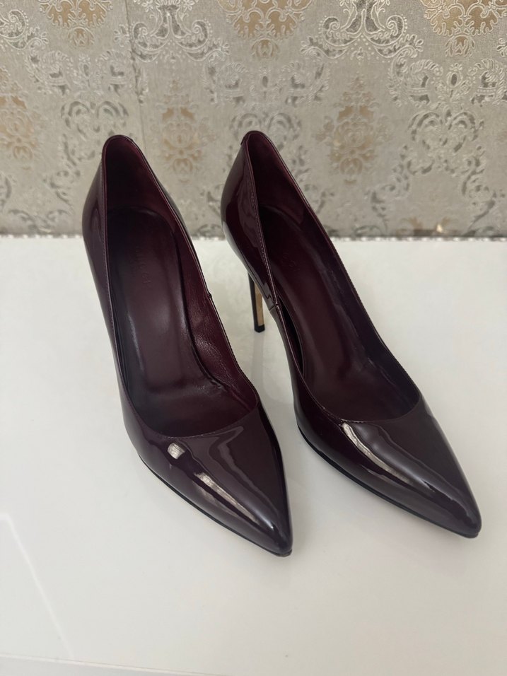 Bordo Rugan Leopar Desenli Stiletto - Görsel 2