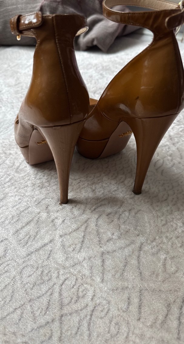 Bej Rugan Yılan Desenli Platform Topuklu Stiletto - Görsel 3