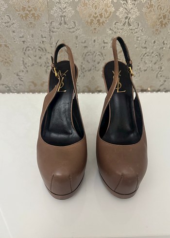 Kahverengi Deri Platform Topuklu Stiletto - Görsel 2