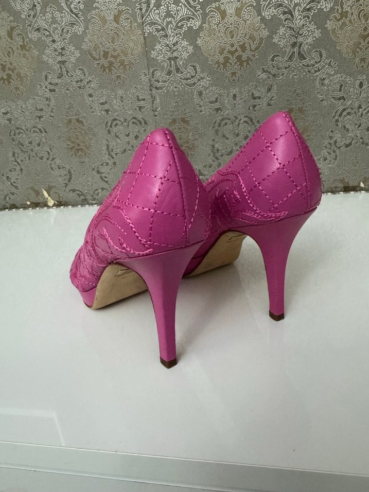 Pembe İşlemeli Dantel Detaylı Stiletto - Görsel 4