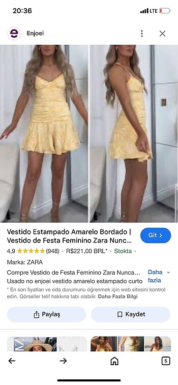 Zara Zara sarı elbise