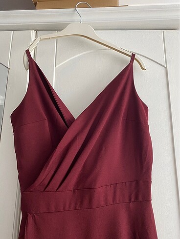 xs Beden Bordo yırtmaçlı elbise