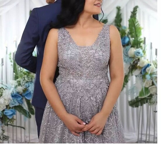 42 Beden gri Renk Nişan/Söz elbisesi abiye