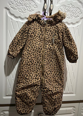 Kahverengi Leopar Desenli Bebek Tulumu