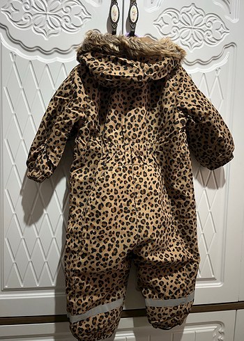 2 Yaş Beden Kahverengi Leopar Desenli Bebek Tulumu