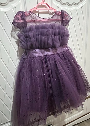 Kız Çocuk Mor Fırfırlı Gotik Elbise