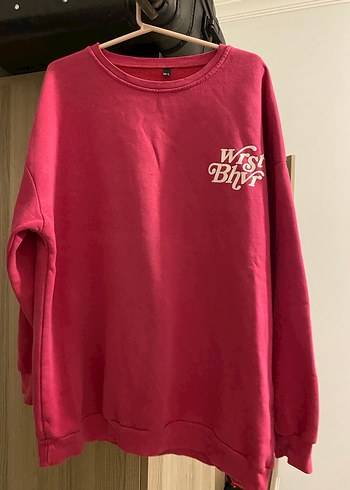 Bordo Baskılı Kadın Sweatshirt - Görsel 2