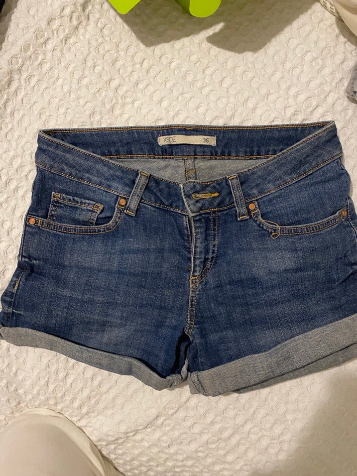 Kadın Mavi Mini Denim Şort - Görsel 2