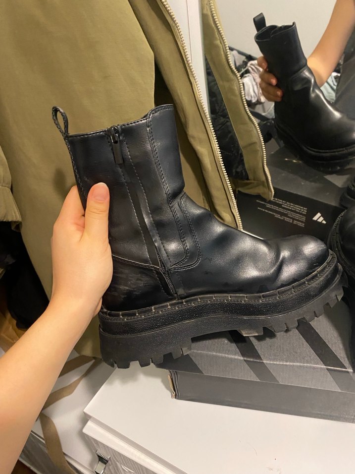 Kadın Siyah Deri Platform Topuklu Bot - Görsel 3